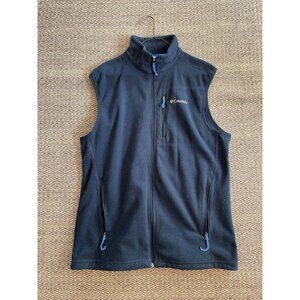 Columbia Vest Men Medium Navy Blue Fleece Full Zip Sweater Jacket Layer Hiking